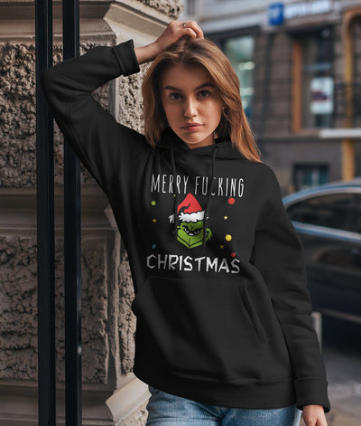 Bild: Hoodie - Grinch - Merry fucking Christmas (Gesicht) Geschenkidee