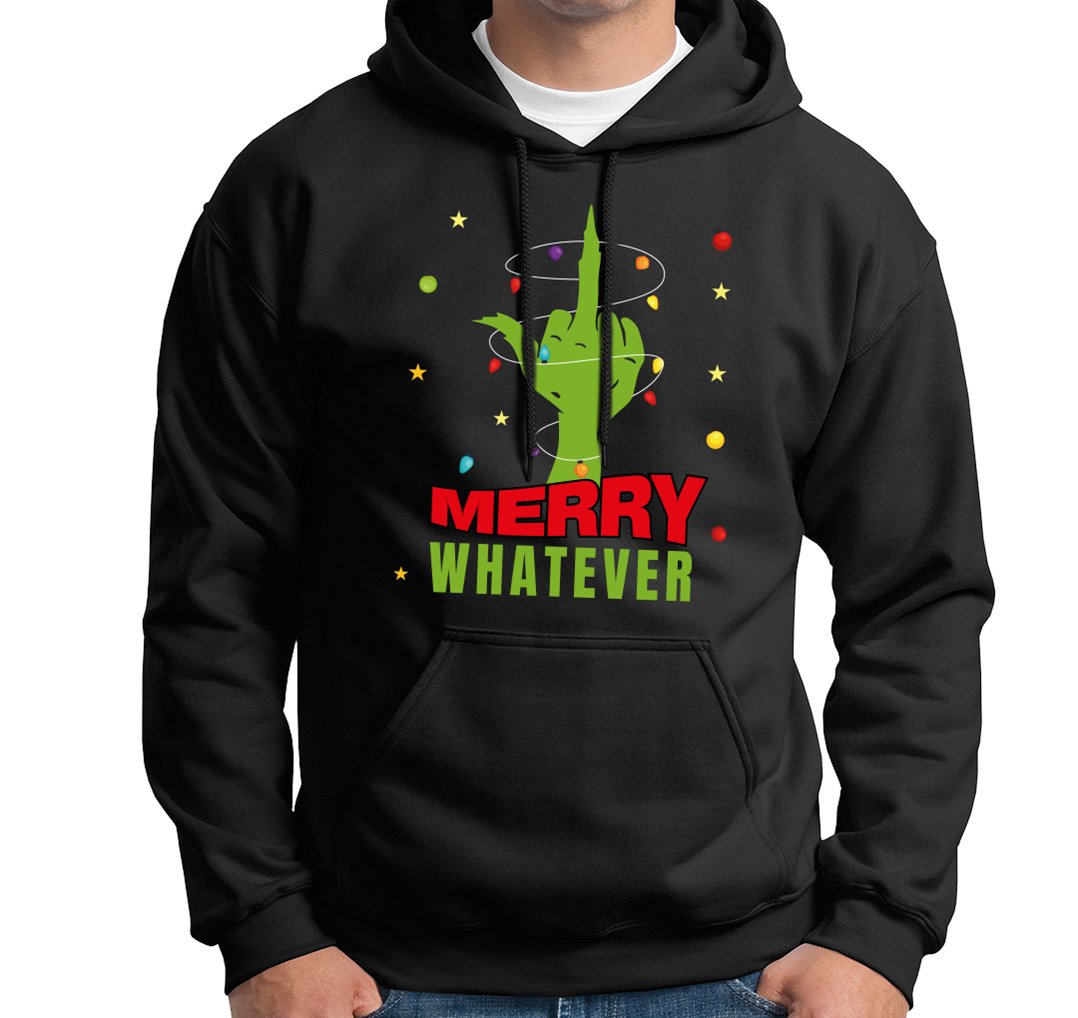 Bild: Hoodie - Grinch - Merry whatever (Mittelfinger) Geschenkidee