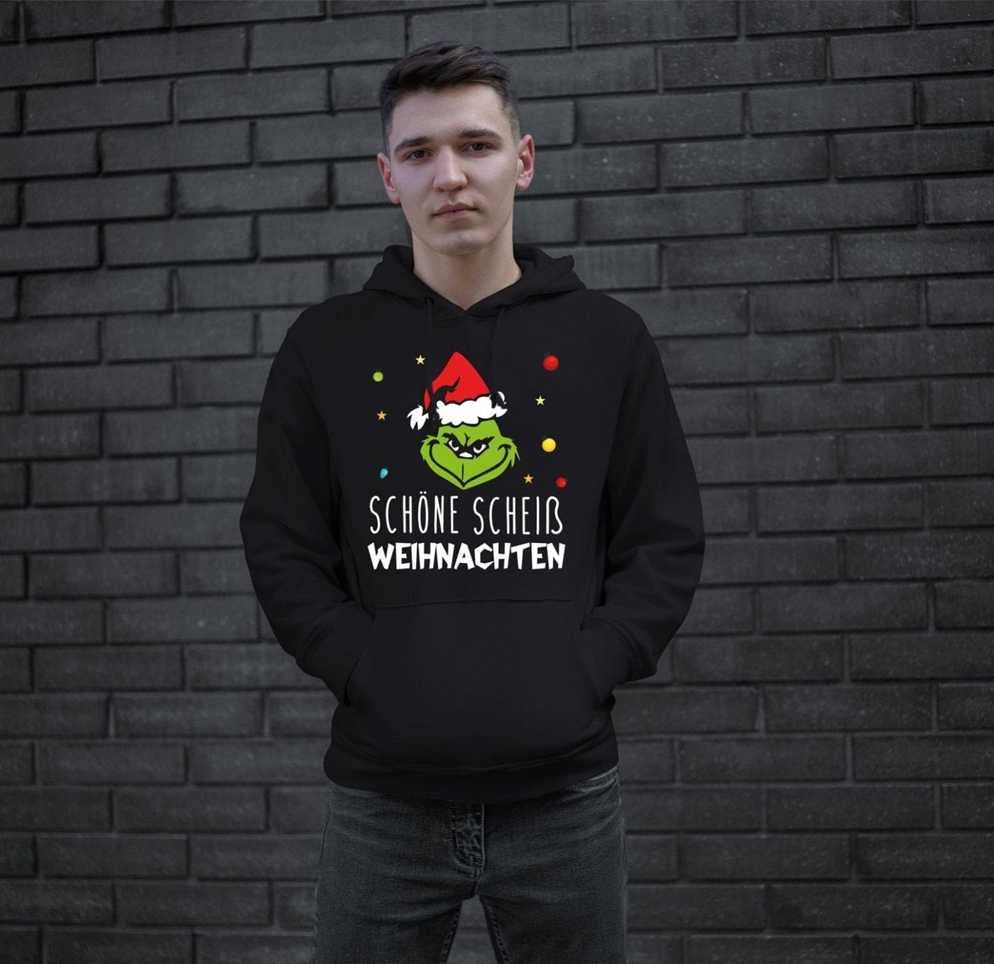 Bild: Hoodie - Grinch - Schöne scheiß Weihnachten (Gesicht) Geschenkidee