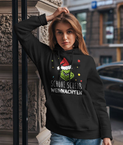 Bild: Hoodie - Grinch - Schöne scheiß Weihnachten (Gesicht) Geschenkidee