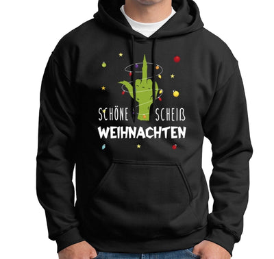 Bild: Hoodie - Grinch Schöne scheiß Weihnachten (Mittelfinger) Geschenkidee