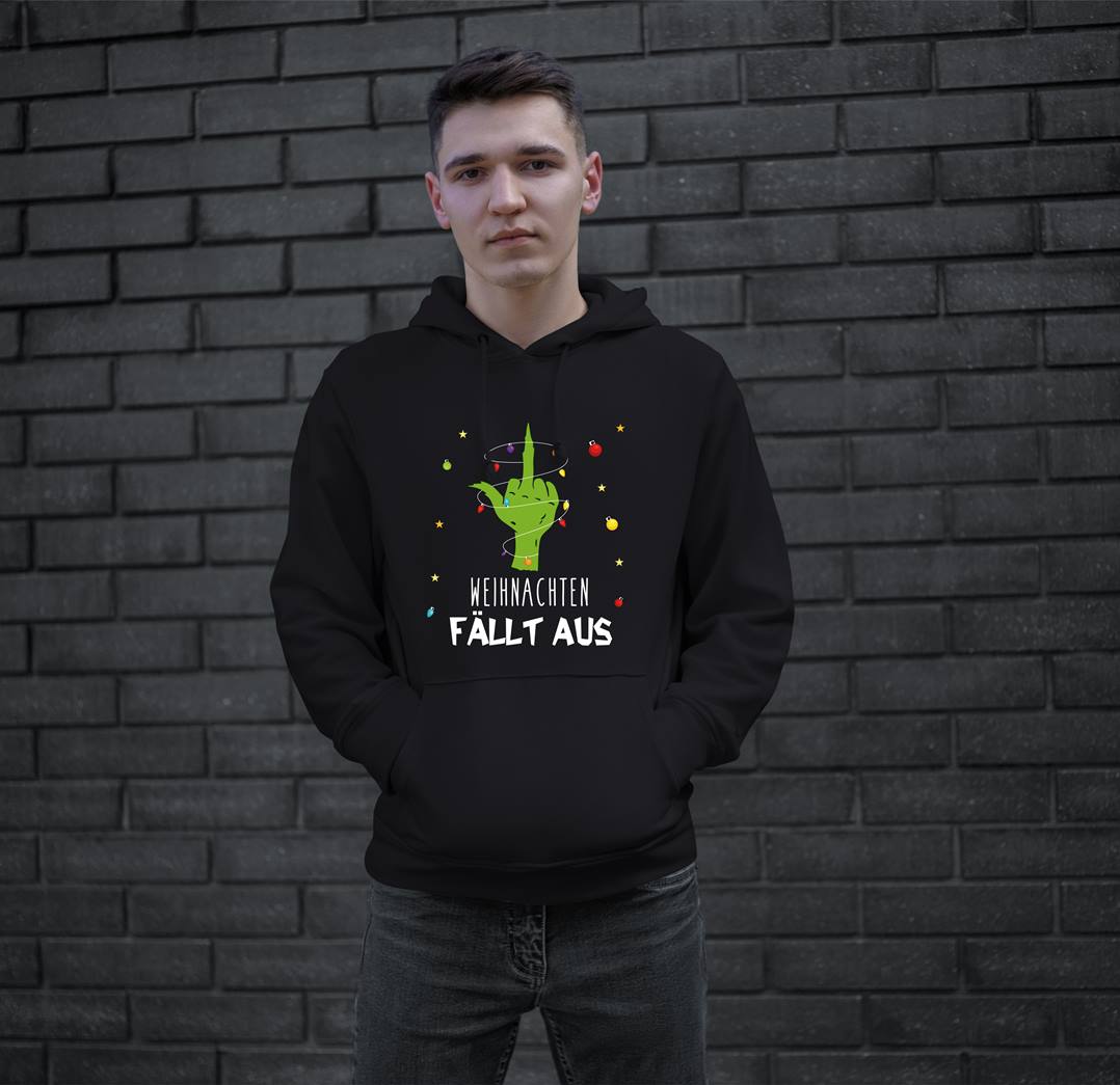 Bild: Hoodie - Grinch - Weihnachten fällt aus (Mittelfinger) Geschenkidee