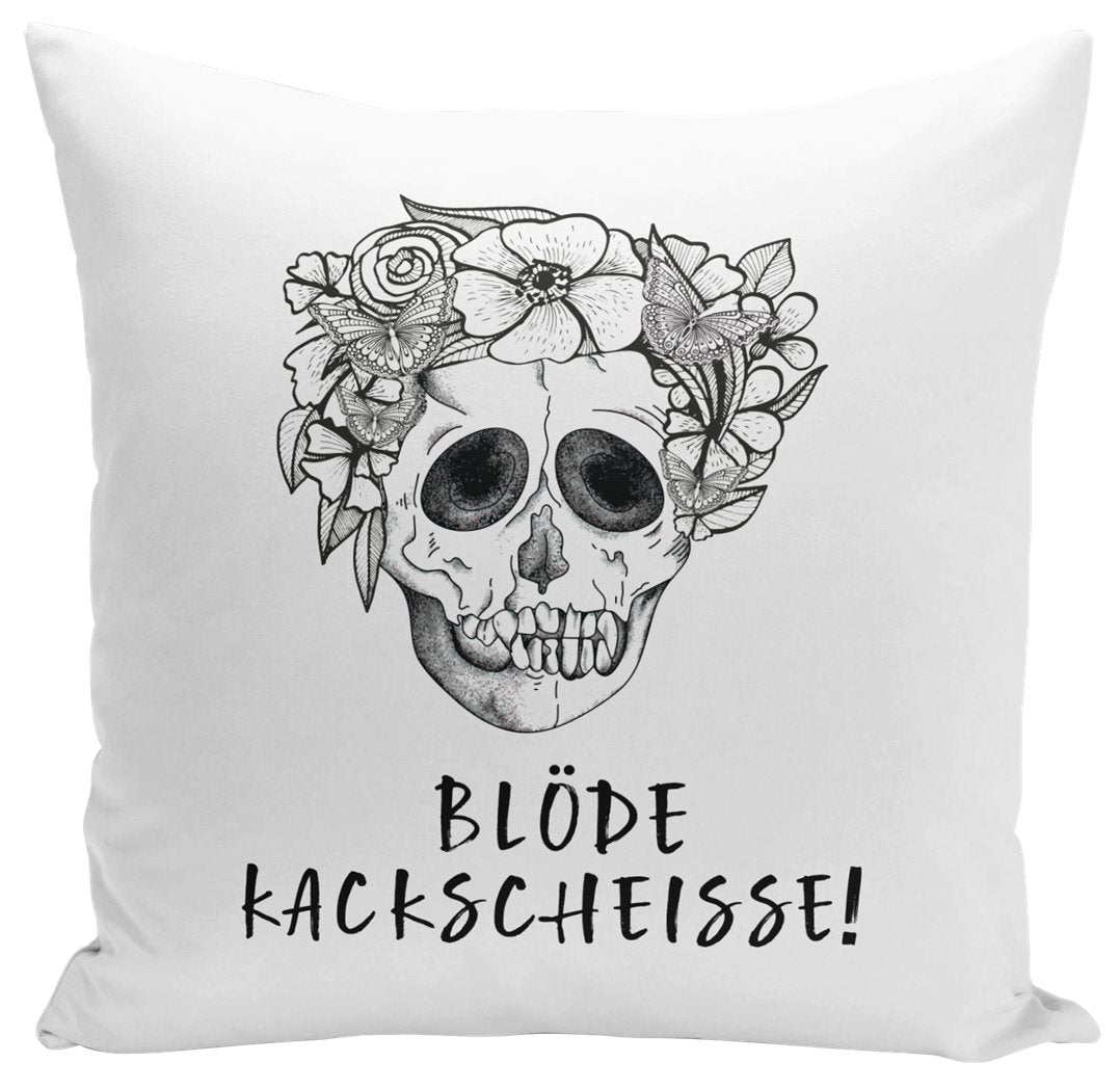 Bild: Kissen - Blöde Kackscheisse! - Totenkopf Geschenkidee