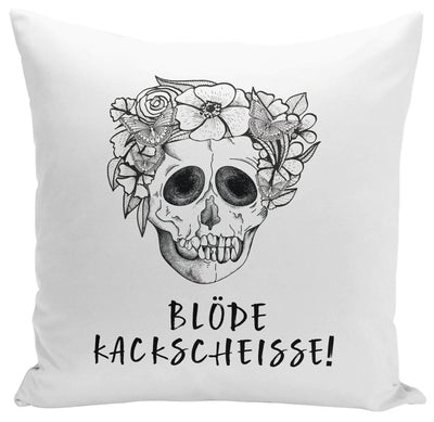 Bild: Kissen - Blöde Kackscheisse! - Totenkopf Geschenkidee