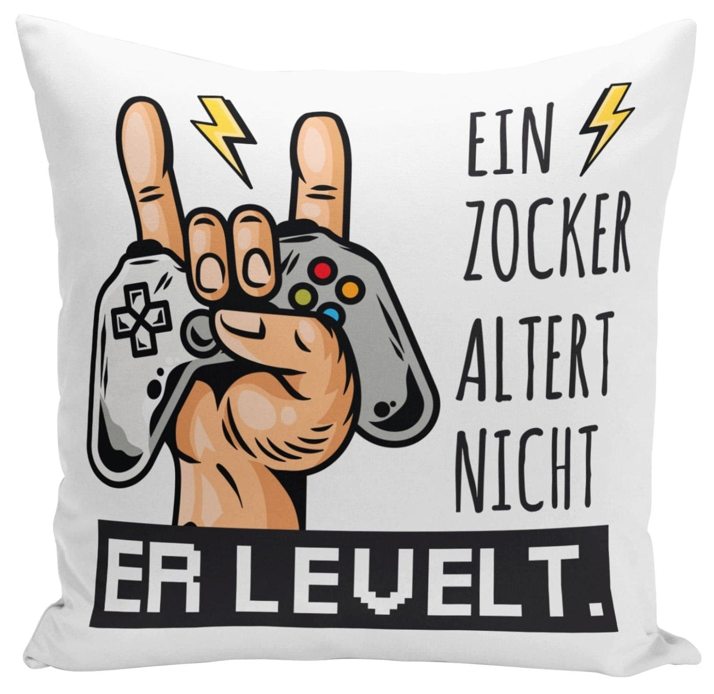 Bild: Kissen - Ein Zocker altert nicht er levelt. Geschenkidee