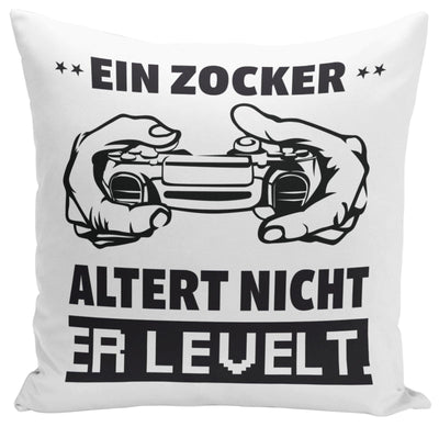 Bild: Kissen - Ein Zocker altert nicht er levelt. - V2 Geschenkidee