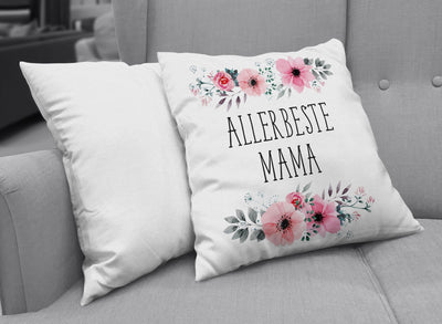 Bild: Kissen - Allerbeste Mama mit Blümchen Geschenkidee
