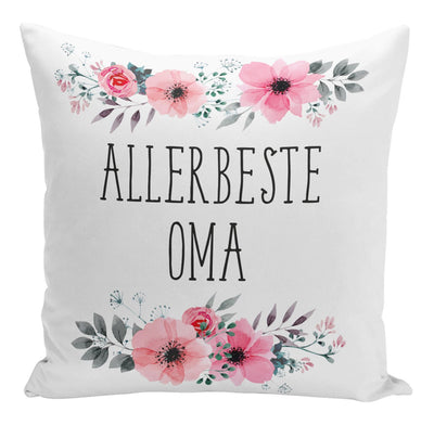 Bild: Kissen - Allerbeste Oma mit Blümchen Geschenkidee