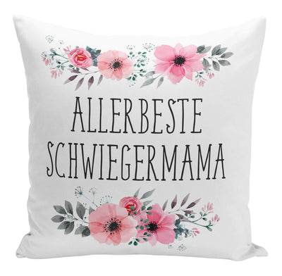 Bild: Kissen - Allerbeste Schwiegermama mit Blümchen Geschenkidee