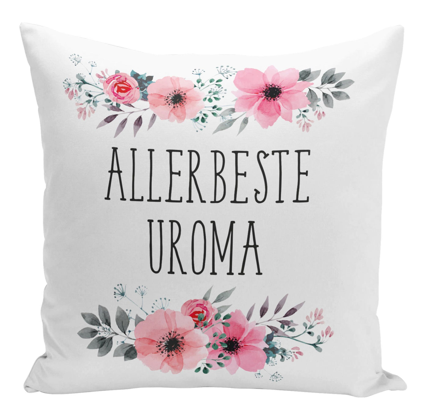 Bild: Kissen - Allerbeste Uroma mit Blümchen Geschenkidee
