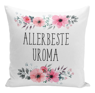 Bild: Kissen - Allerbeste Uroma mit Blümchen Geschenkidee