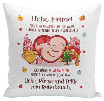 Bild: Kissen - Liebe Mama dieses Weihnachten bin ich noch in deinem Bauch Geschenkidee