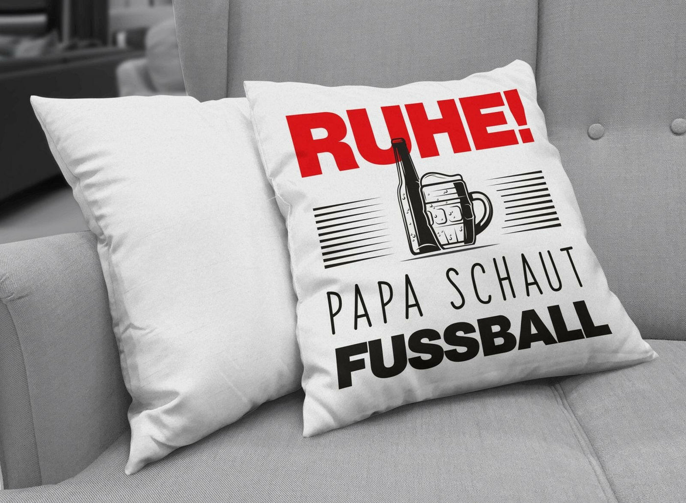 Bild: Kissen - Ruhe! Papa schaut Fussball Geschenkidee