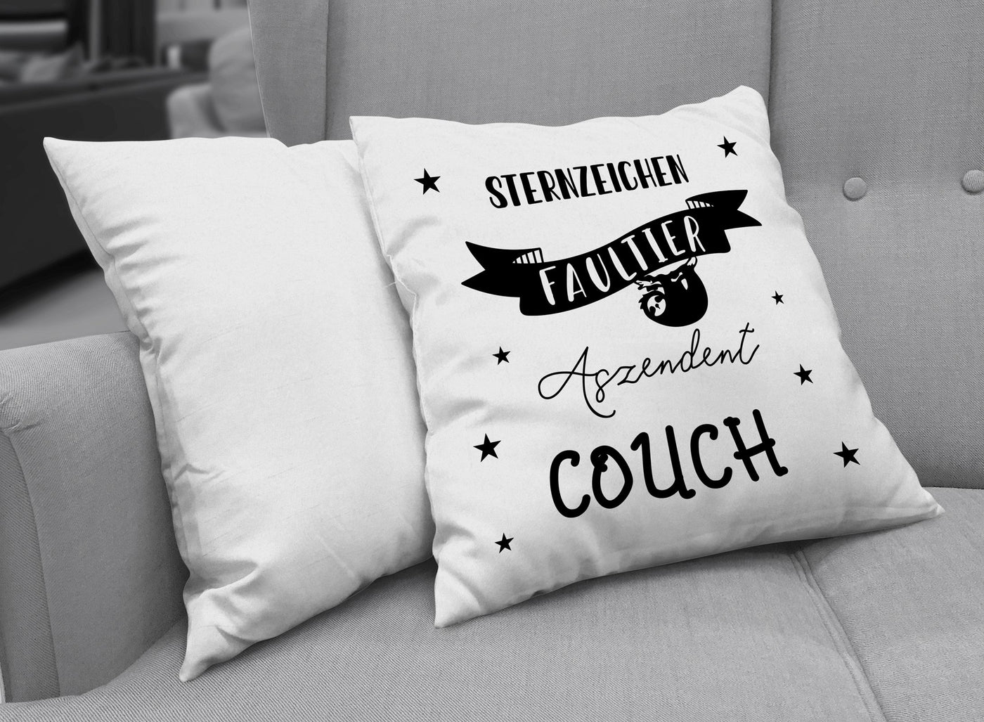 Bild: Kissen - Sternzeichen Faultier - Aszendent Couch V2 Geschenkidee