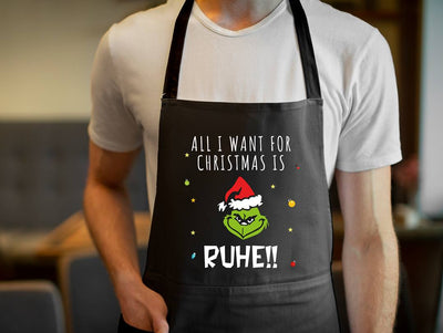 Bild: Kochschürze - Grinch - All I want for Christmas is Ruhe! (Gesicht) Geschenkidee