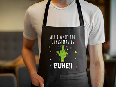 Bild: Kochschürze - Grinch - All I want for Christmas is Ruhe! (Mittelfinger) Geschenkidee