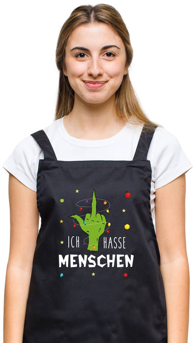 Bild: Kochschürze - Grinch - Ich hasse Menschen (Mittelfinger) Geschenkidee