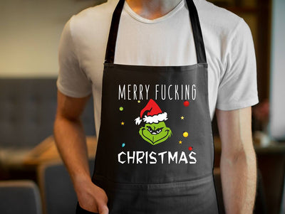 Bild: Kochschürze - Grinch - Merry fucking Christmas (Gesicht) Geschenkidee