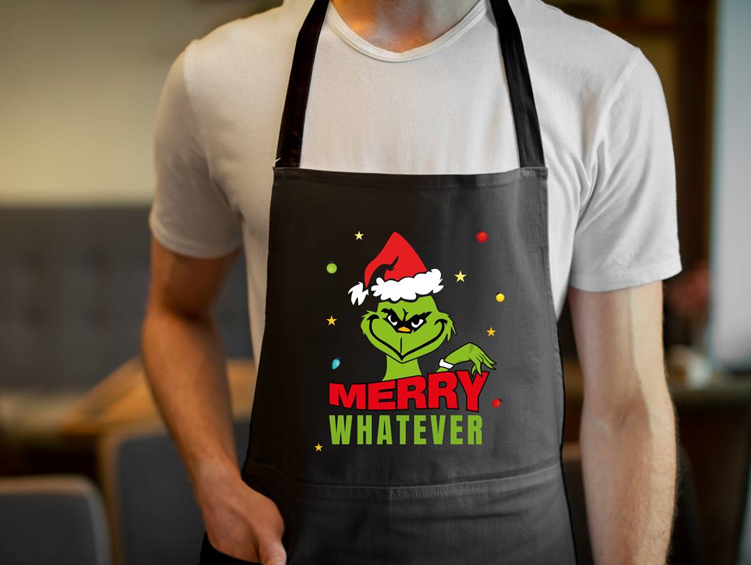 Bild: Kochschürze - Grinch - Merry whatever (Gesicht & Hand) Geschenkidee