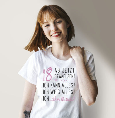 Bild: T-Shirt Damen - 18 ab jetzt erwachsen! Geschenkidee