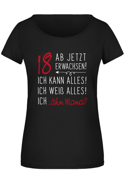 Bild: T-Shirt Damen - 18 ab jetzt erwachsen! Geschenkidee