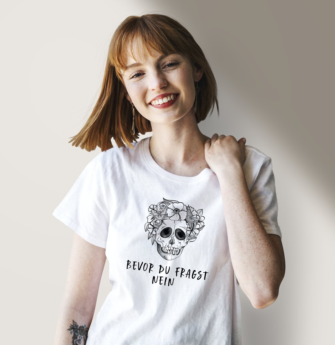 Bild: T-Shirt Damen - Bevor du fragst NEIN - Totenkopf Geschenkidee