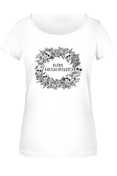 Bild: T-Shirt Damen - Blöde Kackscheisse! - Skull Statement Geschenkidee