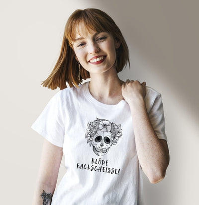 Bild: T-Shirt Damen - Blöde Kackscheisse! - Totenkopf Geschenkidee