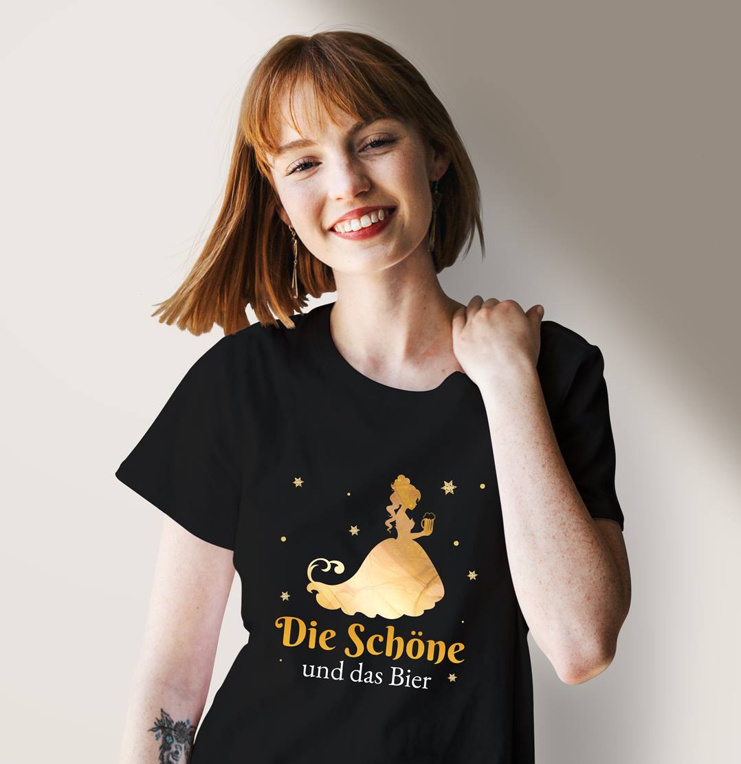 Bild: T-Shirt Damen - Die Schöne und das Bier Geschenkidee