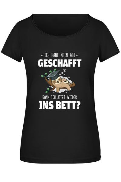 Bild: T-Shirt Damen - Faultier - Ich habe mein Abi geschafft. Kann ich jetzt wieder ins Bett? - V2 Geschenkidee