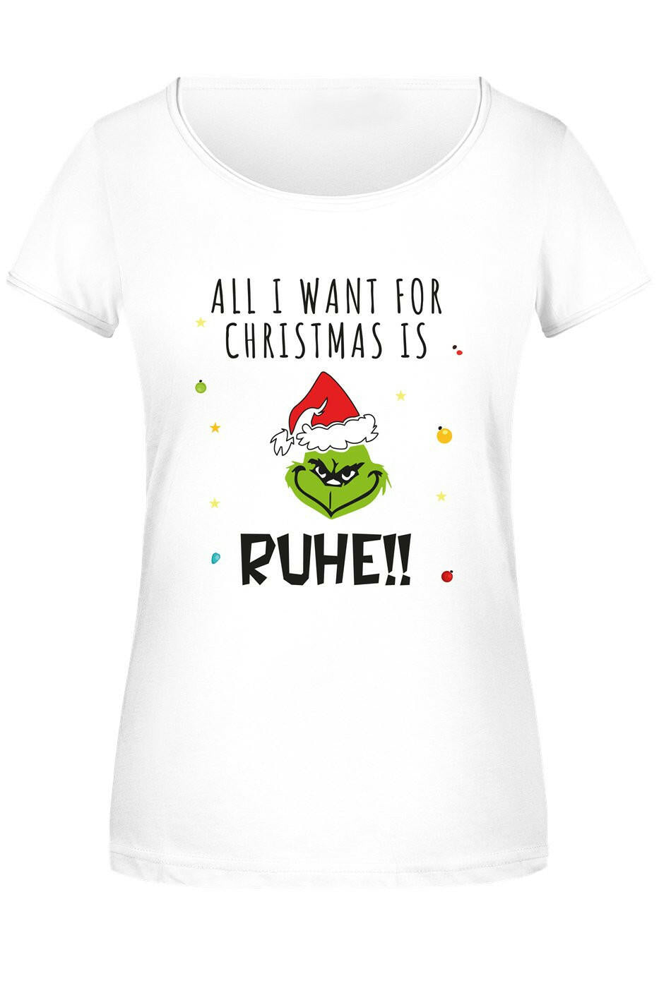 Bild: T-Shirt Damen - Grinch - All I want for Christmas is Ruhe! (Gesicht) Geschenkidee