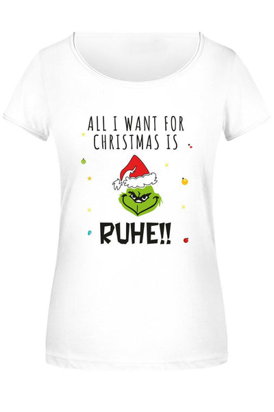 Bild: T-Shirt Damen - Grinch - All I want for Christmas is Ruhe! (Gesicht) Geschenkidee