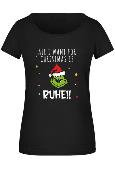 Bild: T-Shirt Damen - Grinch - All I want for Christmas is Ruhe! (Gesicht) Geschenkidee