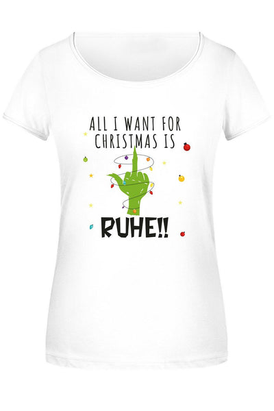 Bild: T-Shirt Damen - Grinch - All I want for Christmas is Ruhe! (Mittelfinger) Geschenkidee