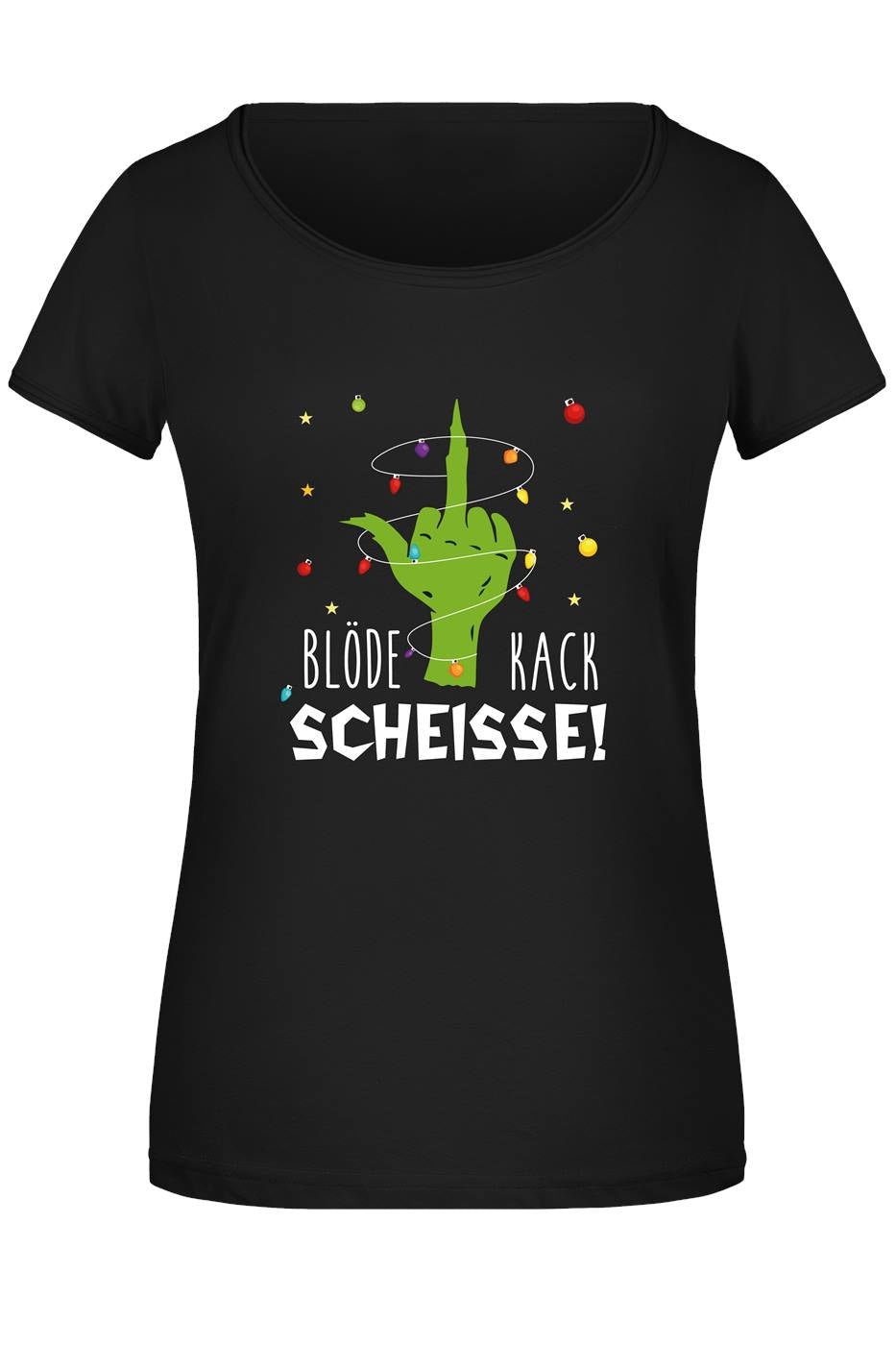 Bild: T-Shirt Damen - Grinch - Blöde Kackscheisse! (Mittelfinger) Geschenkidee