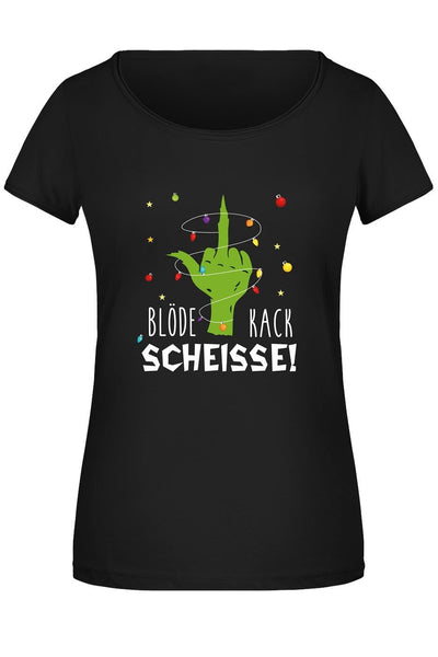 Bild: T-Shirt Damen - Grinch - Blöde Kackscheisse! (Mittelfinger) Geschenkidee