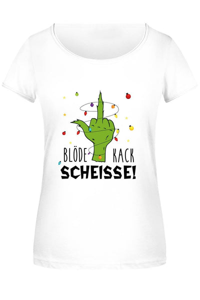 Bild: T-Shirt Damen - Grinch - Blöde Kackscheisse! (Mittelfinger) Geschenkidee