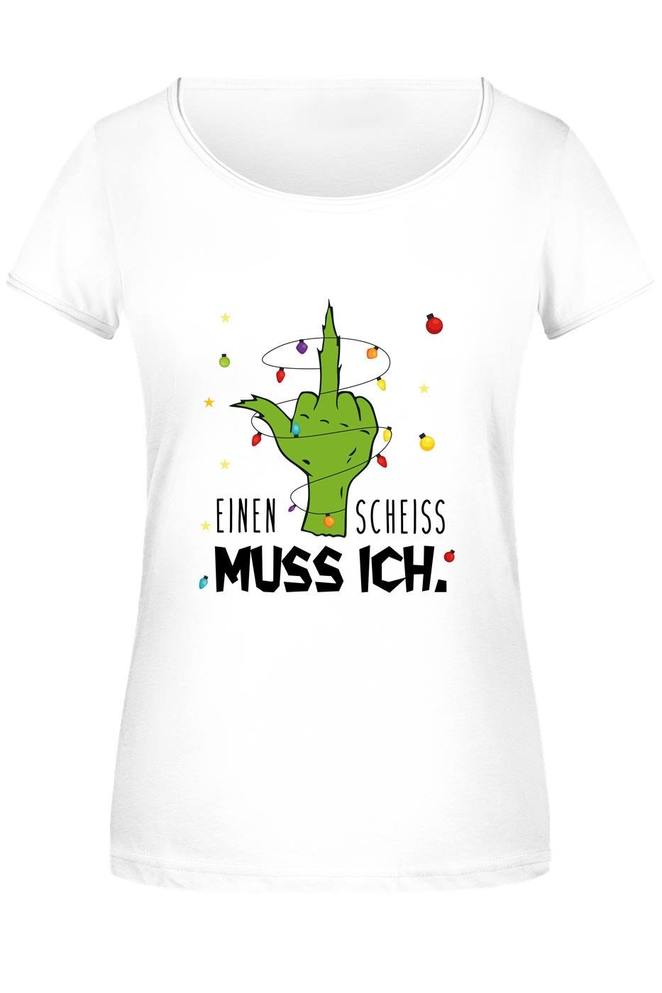 Bild: T-Shirt Damen - Grinch - Einen Scheiss muss ich. (Mittelfinger) Geschenkidee