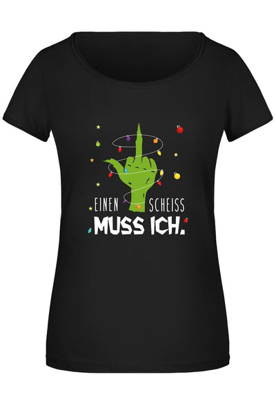 Bild: T-Shirt Damen - Grinch - Einen Scheiss muss ich. (Mittelfinger) Geschenkidee