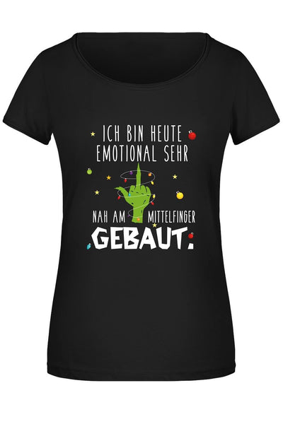 Bild: T-Shirt Damen - Grinch - Ich bin heute emotional sehr nah am Mittelfinger gebaut. Geschenkidee