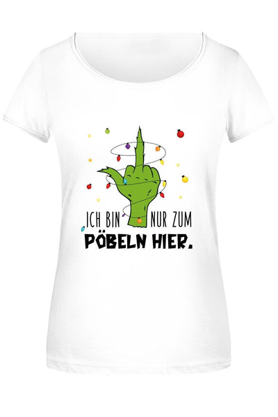 Bild: T-Shirt Damen - Grinch - Ich bin nur zum Pöbeln hier. (Mittelfinger) Geschenkidee