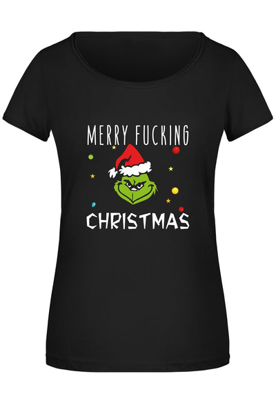 Bild: T-Shirt Damen - Grinch - Merry fucking Christmas (Gesicht) Geschenkidee