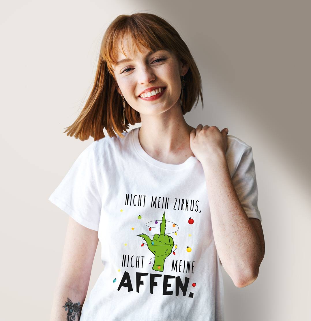 Bild: T-Shirt Damen - Grinch - Nicht mein Zirkus, nicht meine Affen. (Mittelfinger) Geschenkidee