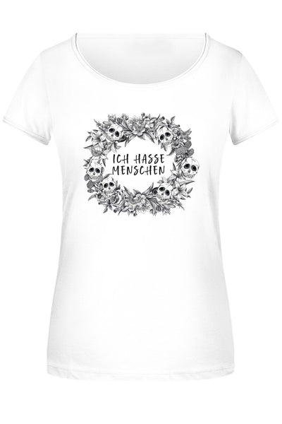 Bild: T-Shirt Damen - Ich hasse Menschen - Skull Statement Geschenkidee