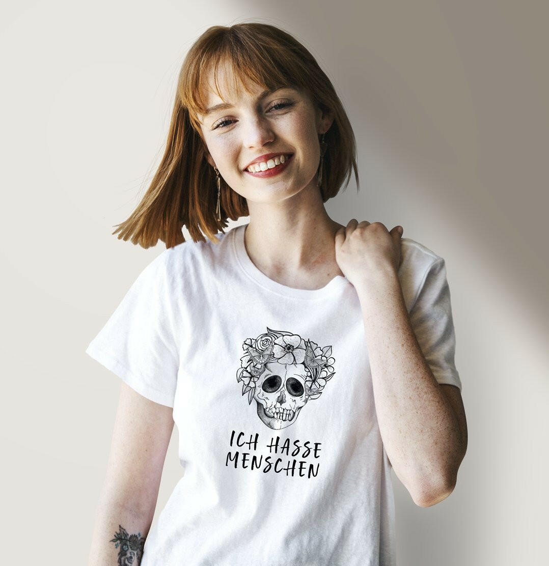 Bild: T-Shirt Damen - Ich hasse Menschen - Totenkopf Geschenkidee