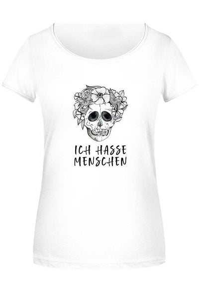 Bild: T-Shirt Damen - Ich hasse Menschen - Totenkopf Geschenkidee
