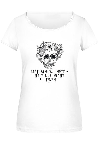 Bild: T-Shirt Damen - Klar bin ich nett - halt nur nicht zu jedem - Totenkopf Geschenkidee