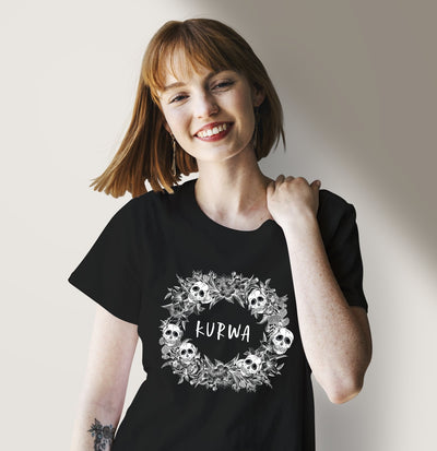 Bild: T-Shirt Damen - Kurwa - Skull Statement Geschenkidee