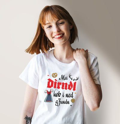 Bild: T-Shirt Damen - Mei Dirndl hob i ned g'fundn Geschenkidee
