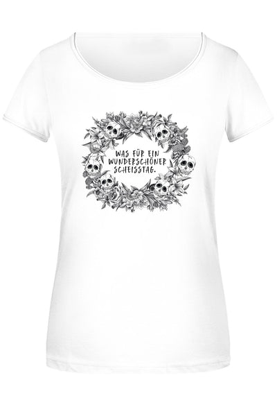 Bild: T-Shirt Damen - Was für ein wunderschöner Scheisstag. - Skull Statement Geschenkidee